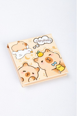 Блокнот клеений, 8х8 cм, 70 аркушів, кольорові сторінки,  "Капібара"